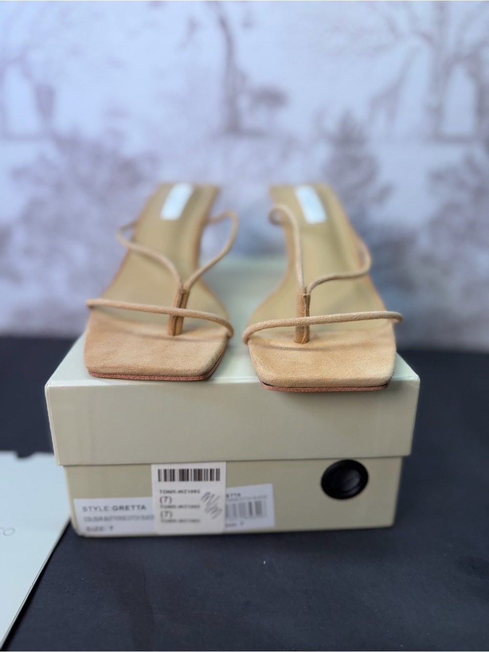 Tony Bianco Gretta Sandal in Taupe Suede mid wedge heel round toe slip-on - Picture 4 of 9